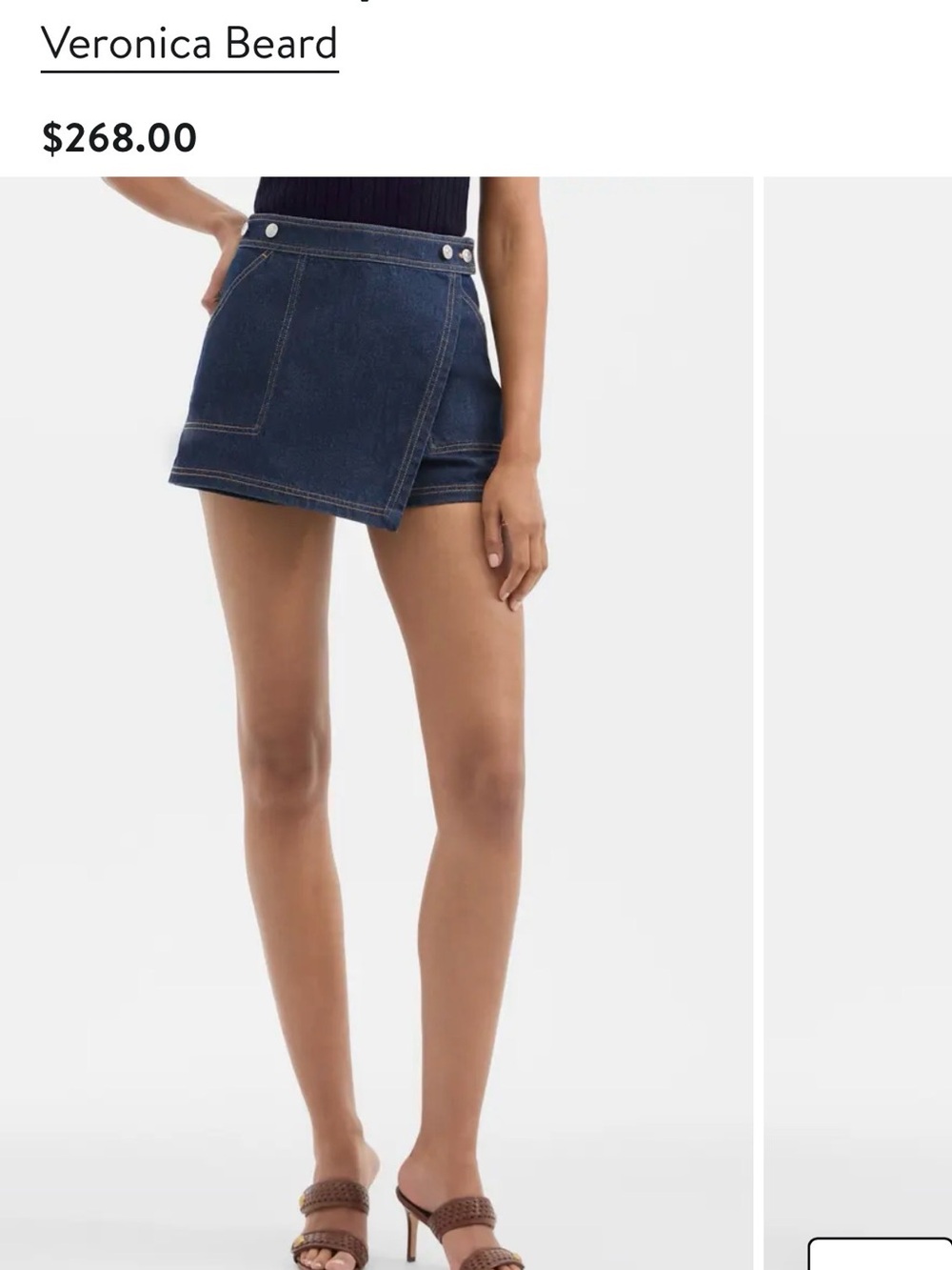 Veronica Beard Indigo Denim Wrap Mini Skort with Snap Detail